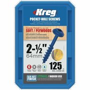 KREG Blue-Kote #8 2-1/2 In. Coarse Maxi-Loc Washer Head Pocket Hole Screw, 125PK SML-C250B-125